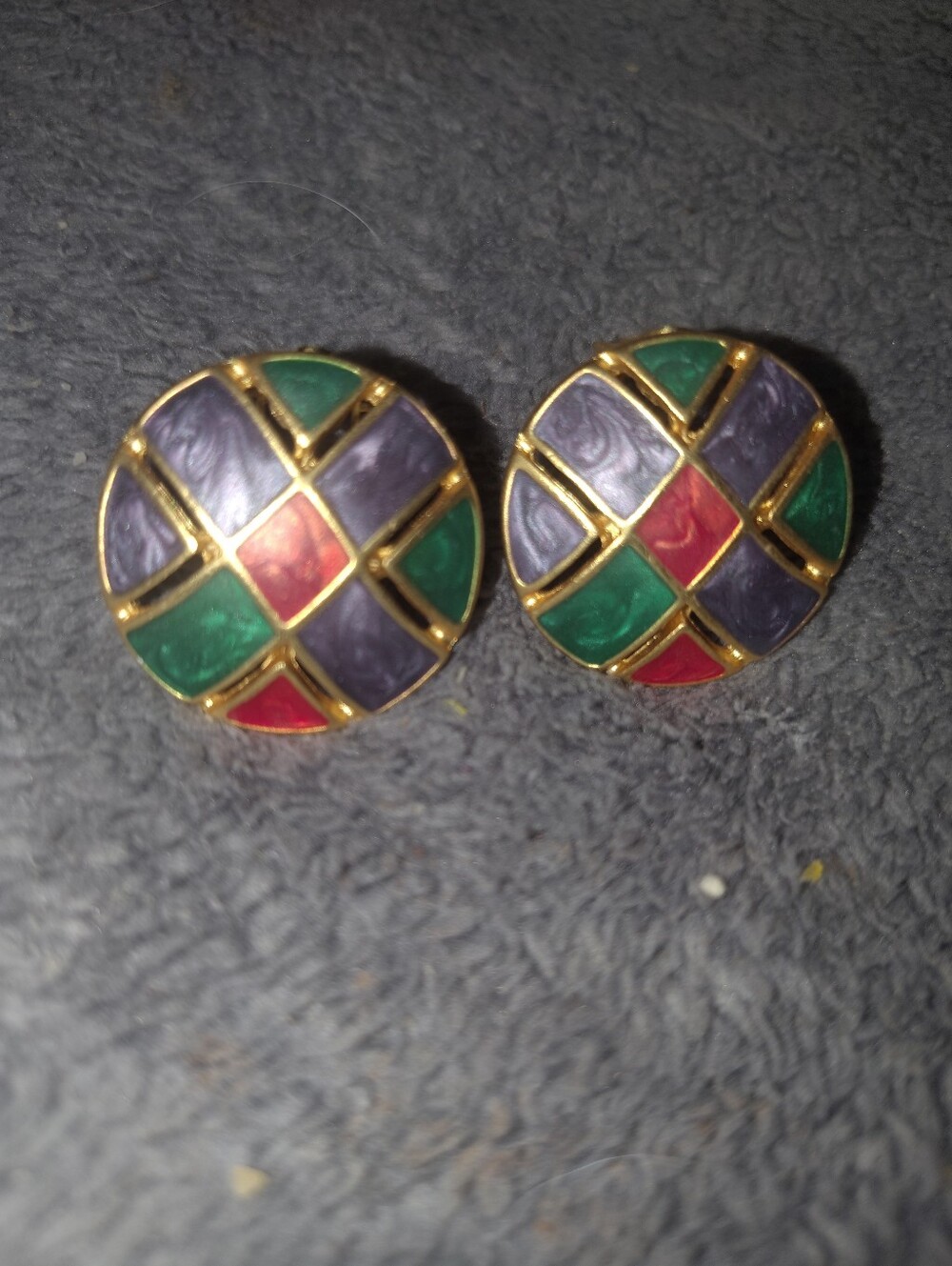 Vintage Maresco Muticolor Enamel Clip On Earrings
